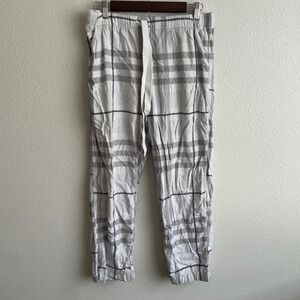 Vintage Aerie Plaid Lounge Pants Drawstring Casual Comfy‎ Gray White Size M